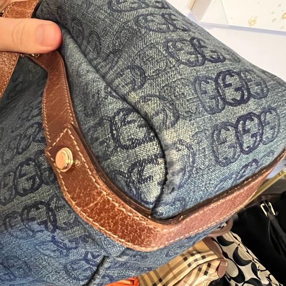 GUCCI Abbey Denim Leather Tote Bag with leather trim - Picture 8 of 10